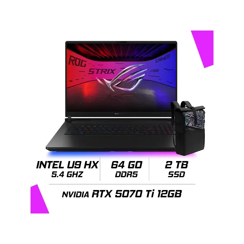 Asus ROG STRIX G18 (2025) - G835LR (INTEL U9 (ARROWLAKE HX) /64Go/2To SSD/RTX™ 5070 TI/18''/2.5K/OLED) - 90NROLS1-M004V0