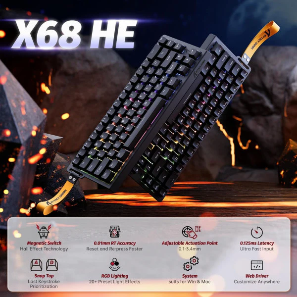 ATTACK SHARK X68 HE BLACK (Magnetic Switch) - Image 2