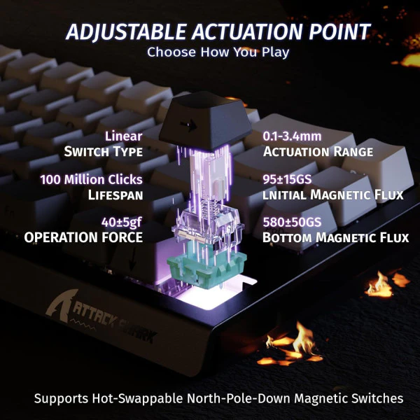 ATTACK SHARK X68 HE Moon Night (Magnetic Switch) - Image 3