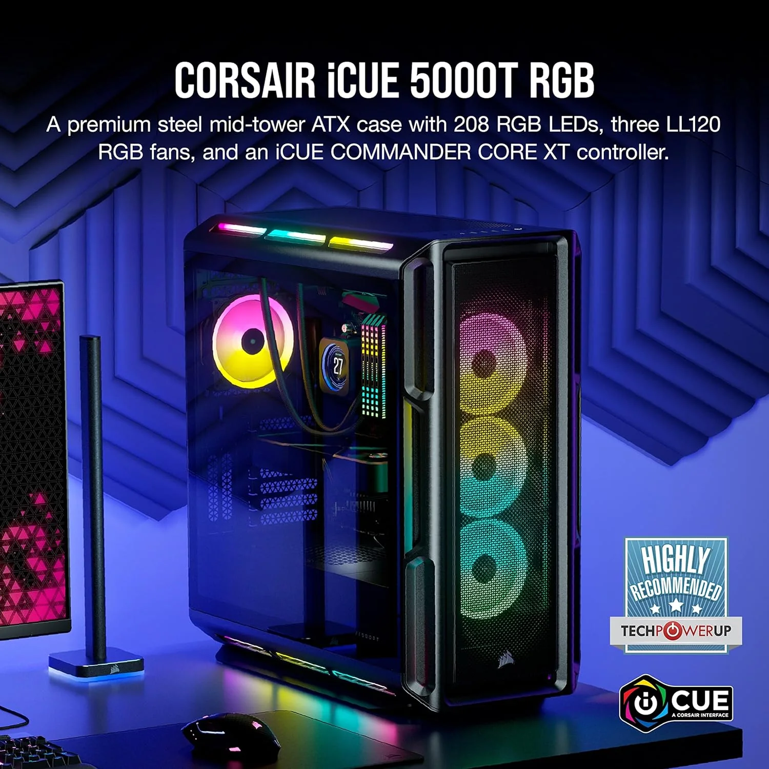 Corsair Boitier iCUE 5000T RGB Mid-Tower Ref: CC-9011230-WW Noir - Image 8