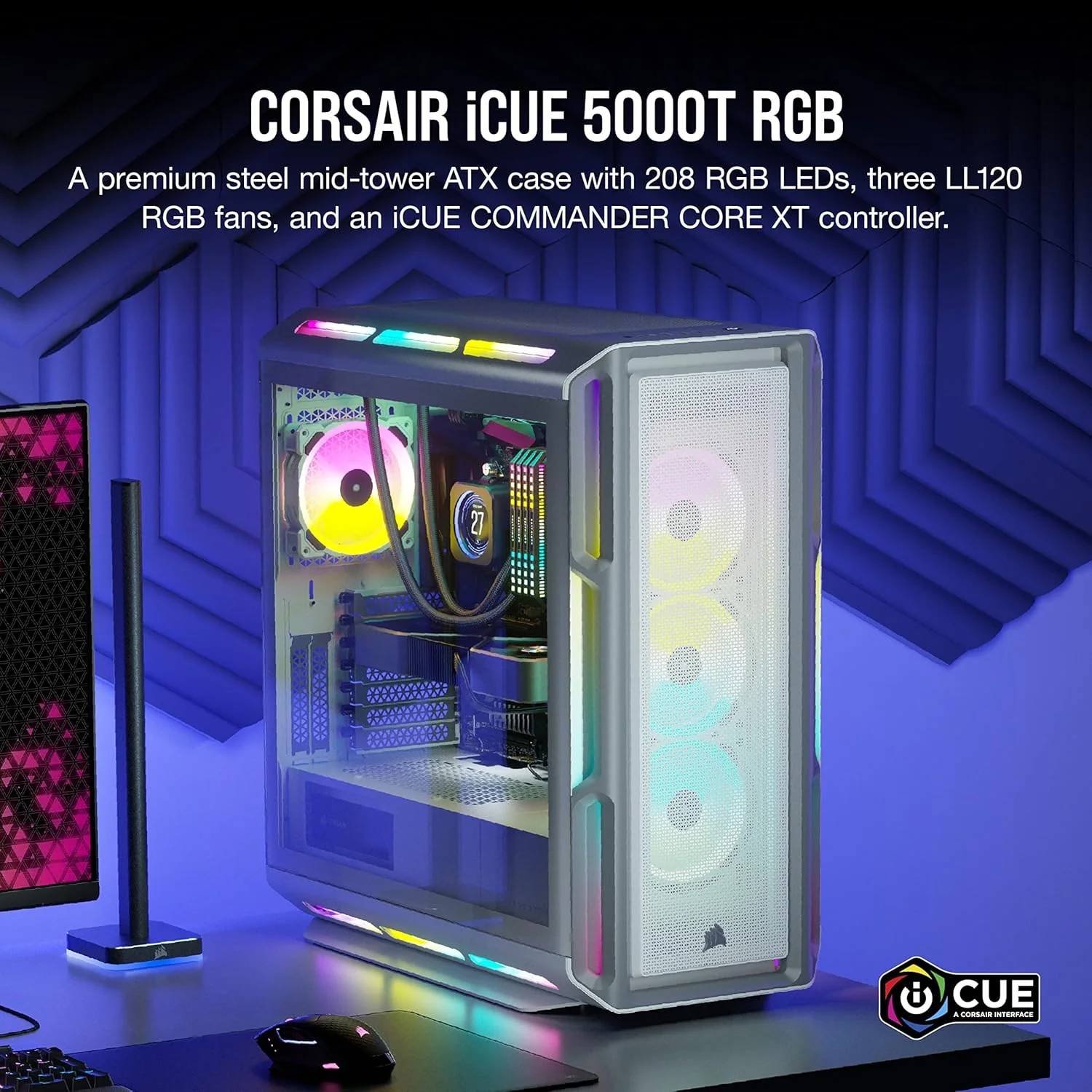Corsair Boitier iCUE 5000T RGB Mid-Tower Ref: CC-9011231-WW Blanc - Image 8