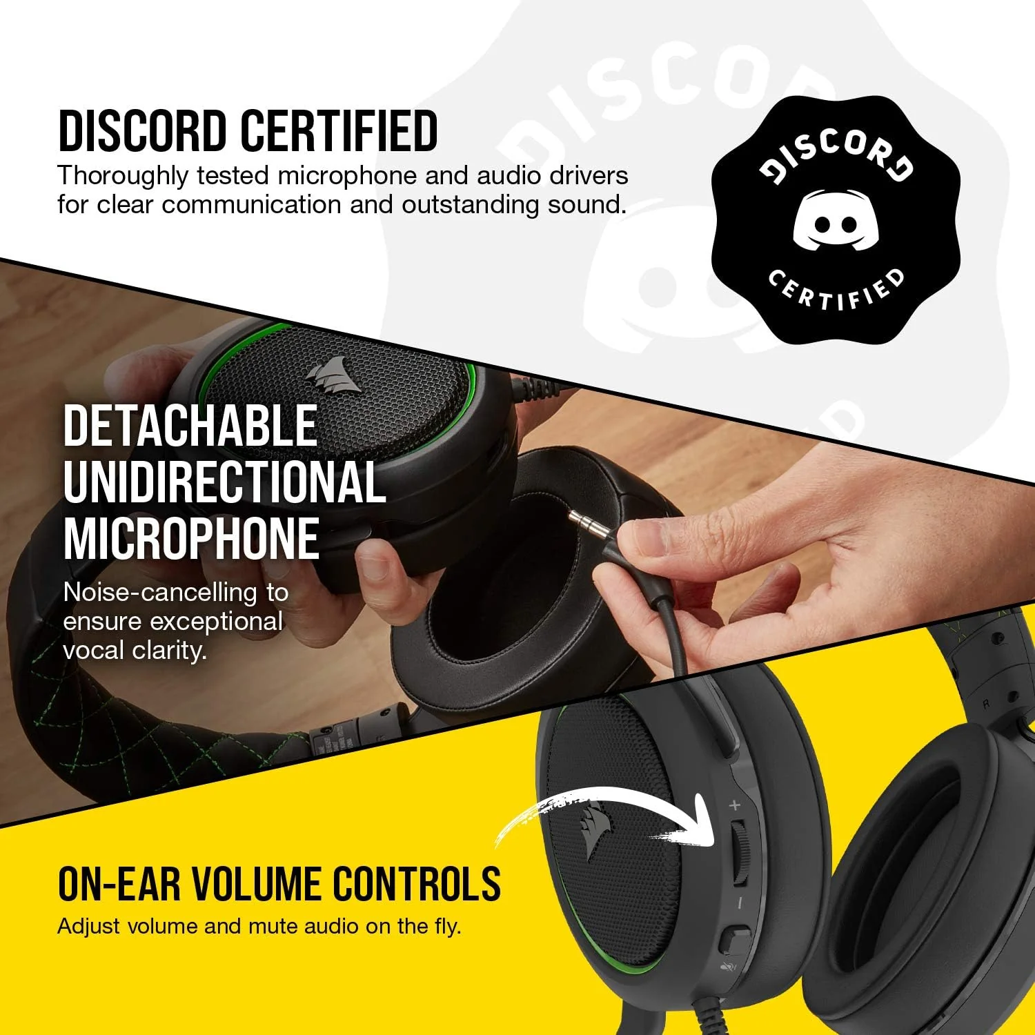 Corsair Casque HS50 PRO Stereo Vert Ref: CA-9011216-EU - Image 3