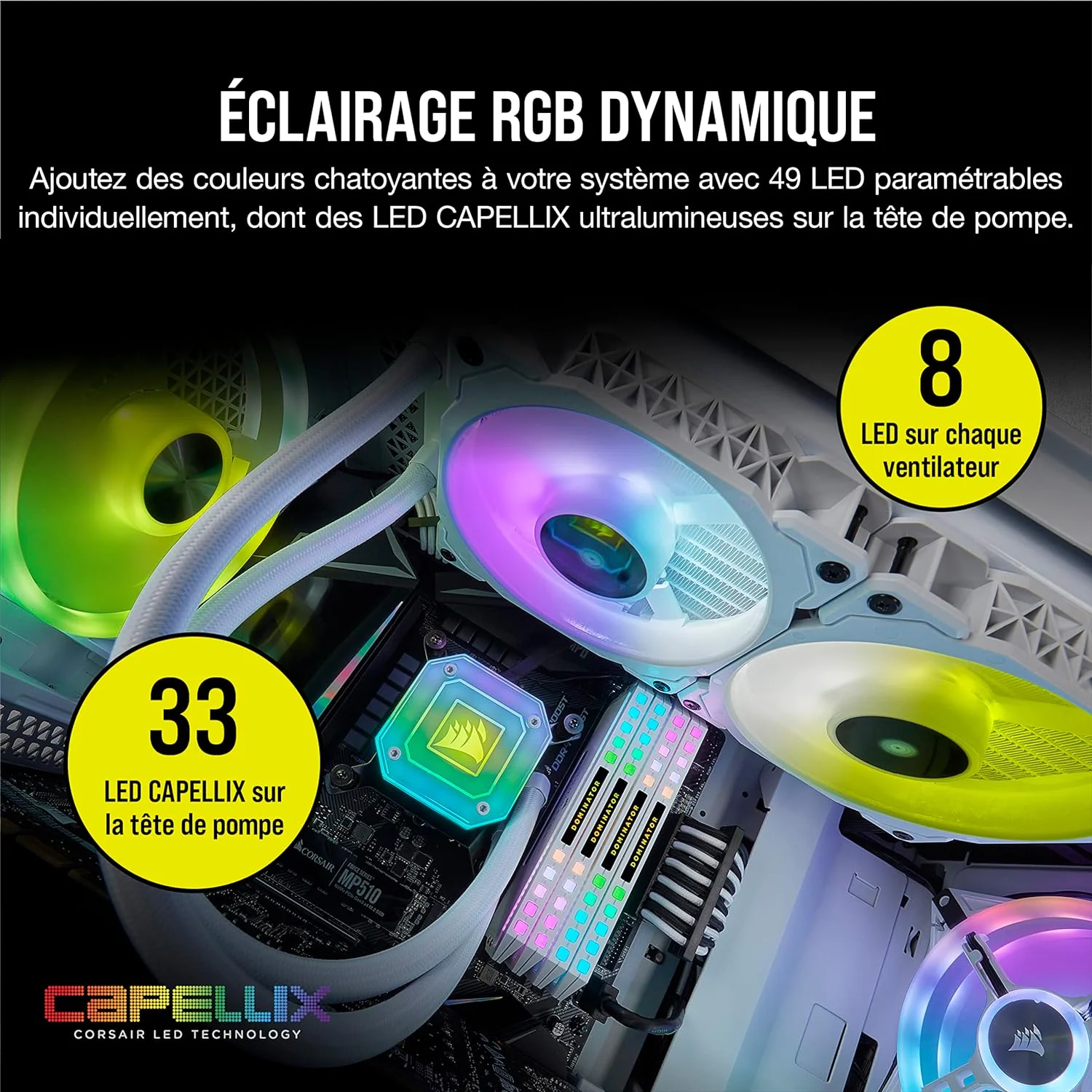 Corsair Refroidisseur Liquide CPU H100i ELT CAP Ref: CW-9060050-WW Blanc - Image 13
