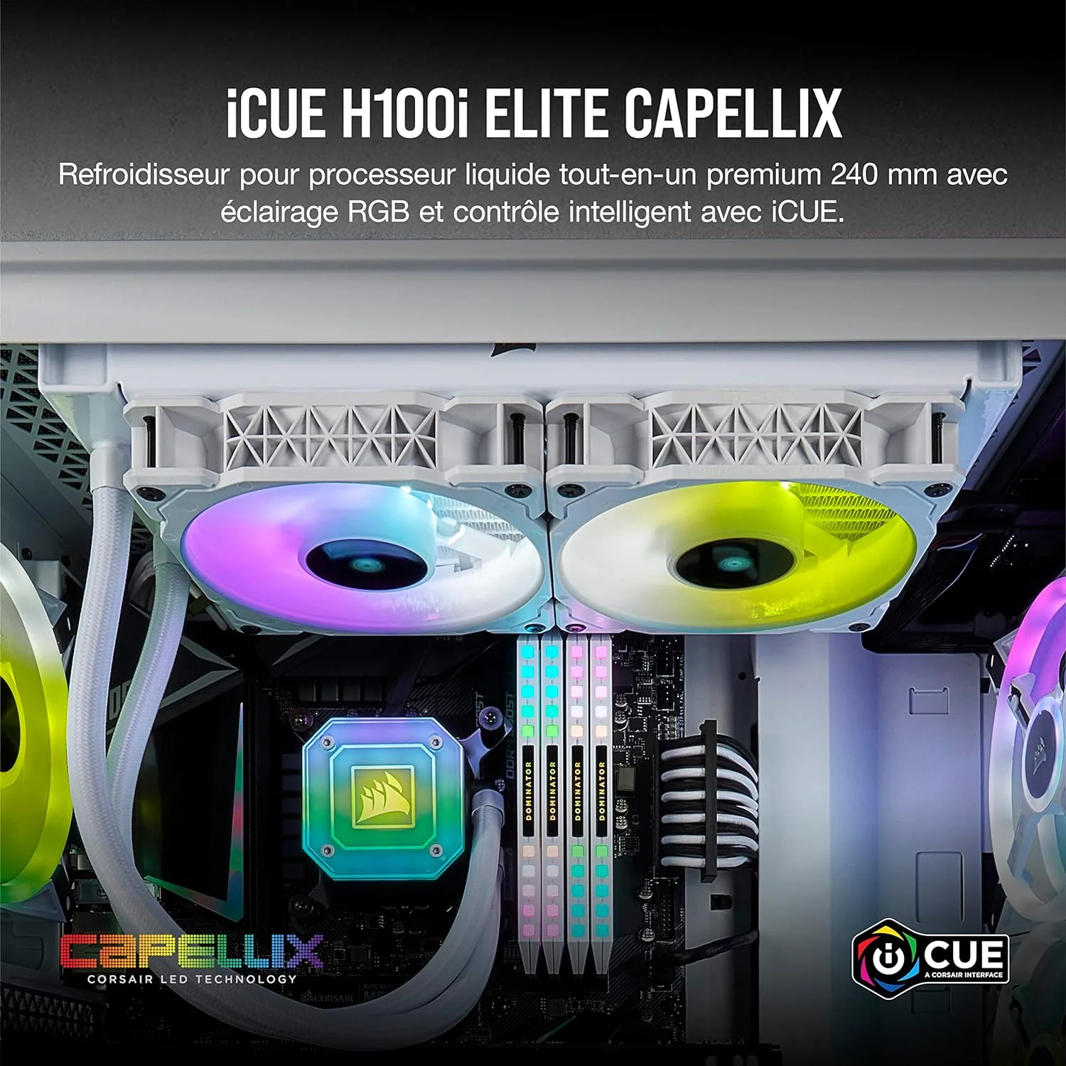Corsair Refroidisseur Liquide CPU H100i ELT CAP Ref: CW-9060050-WW Blanc - Image 6
