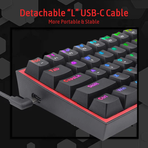 Redragon K617 Fizz 60% RGB Red Switches (Black) - Image 5