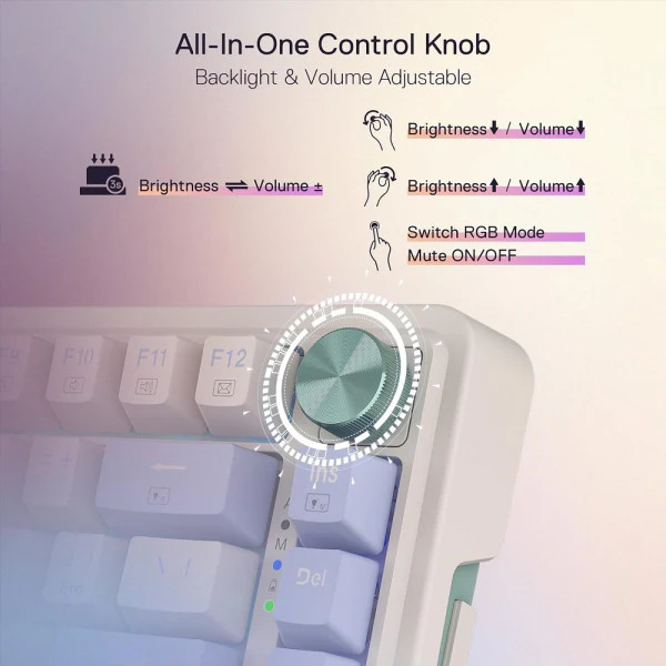 Redragon K673 PRO 75% Wireless RGB Red Switches (Vintage Blue) - Image 4